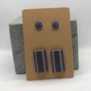 Unique Fashion Earring Set Blue & Purple